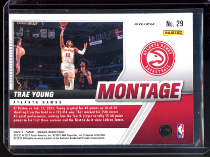 Trae Young Montage Silver Prizm I 2020-21 Panini Mosaic