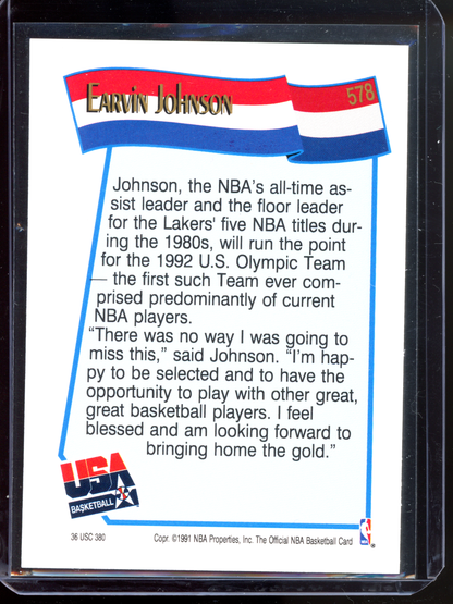 Magic Earvin Johnson 1992 USA Basketball Team I 1991 Panini NBA Hoops