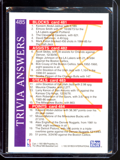 Magic Johnson & David Robinson & Patrick Ewing & John Stockton Trivia I 1993 Skybox