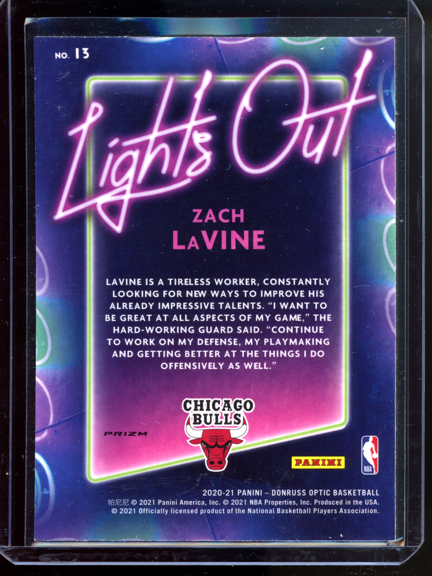 Zach Lavine Lights Out Red Pulsar I 2020-21 Panini Donruss Optic Prizm