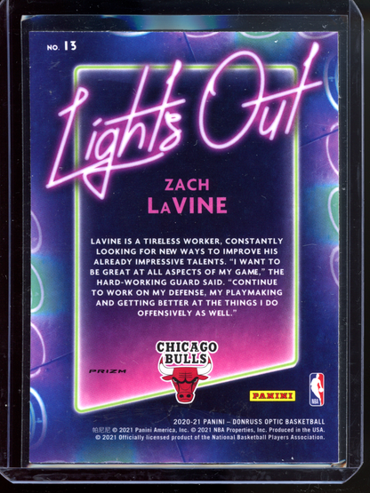 Zach Lavine Lights Out Red Pulsar I 2020-21 Panini Donruss Optic Prizm