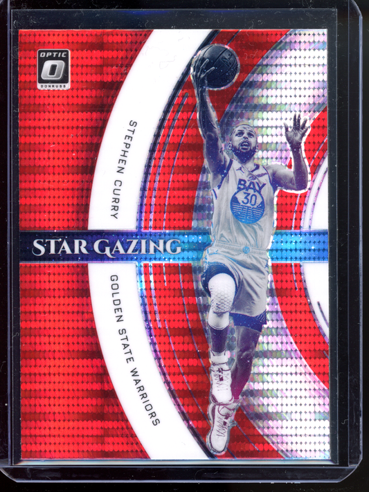 Stephen Curry Stargazing Red Wave I 2021-22 Panini Donruss Optic