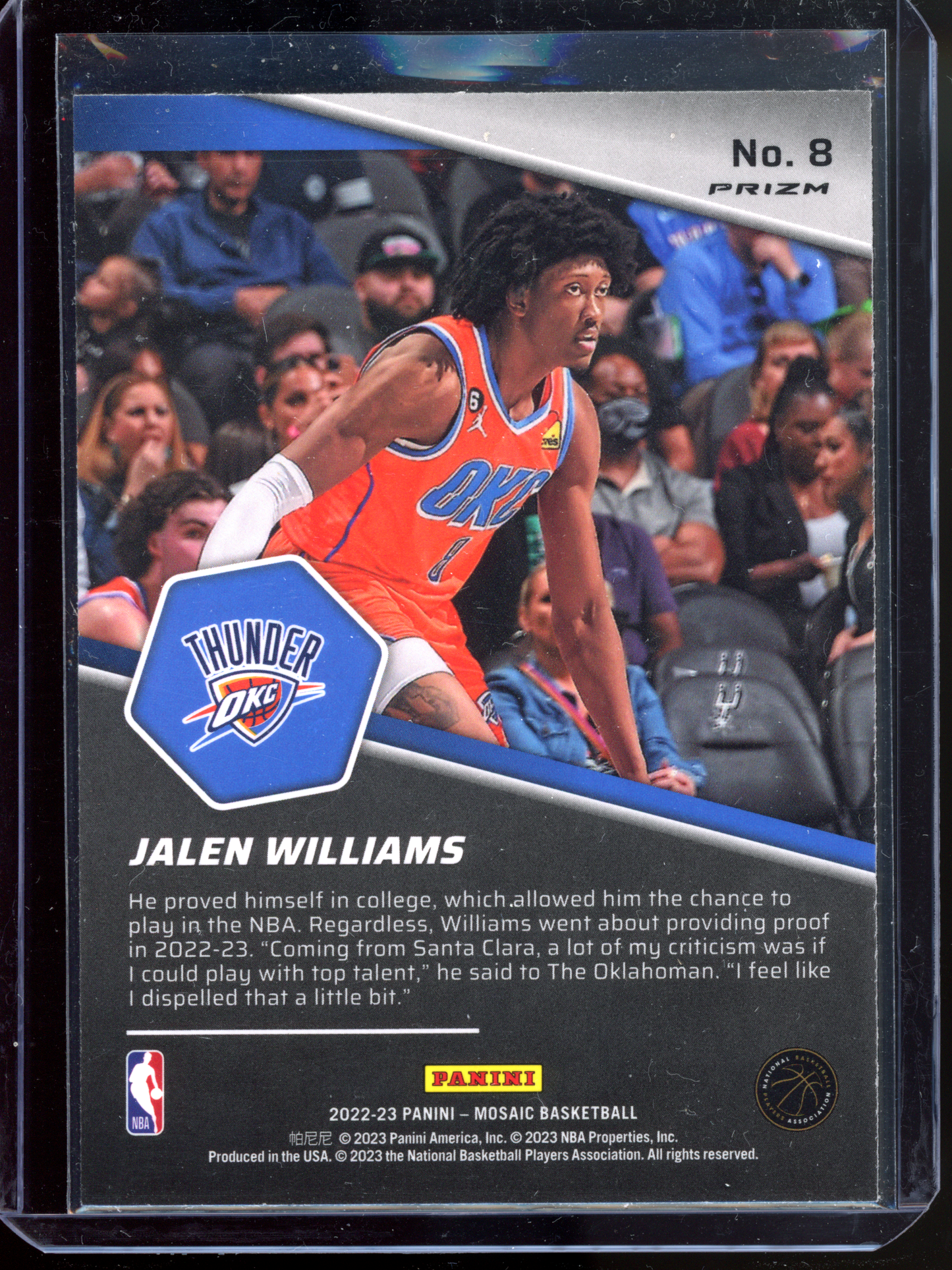 Jalen Williams Breakaway Silver Rookie I 2022-23 Panini Mosaic Prizm