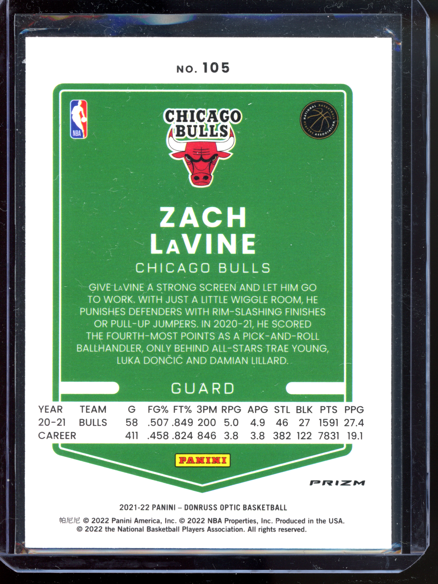 Zach Lavine Red Wave I 2021-22 Donruss Optic Prizm