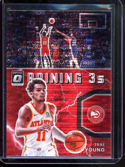 Trae Young Raining 3s Red Pulsar I 2021-22 Donruss Optic Prizm