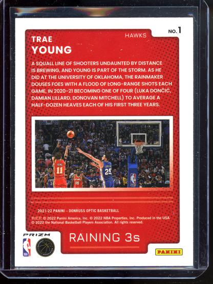 Trae Young Raining 3s Red Pulsar I 2021-22 Donruss Optic Prizm