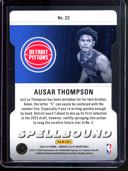 Ausar Thompson Spellbound Orange Die-Cut Rookie I 2023-24 Panini Donruss Elite