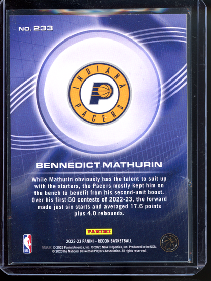 Bennedict Mathurin Rookie - Limitiert auf 299 I 2022-23 Panini Recon