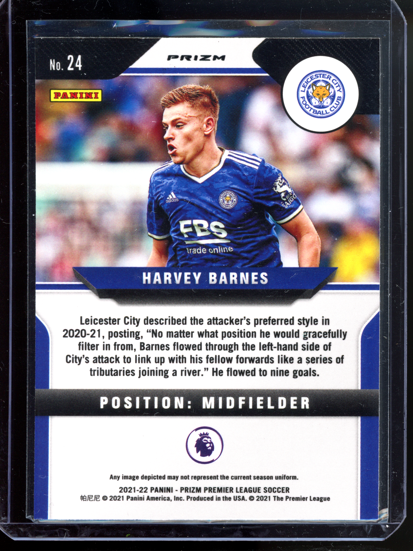 Harvey Barnes Blue I 2021-22 Panini Prizm Premier League Soccer