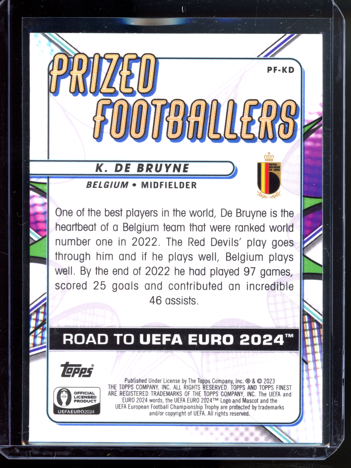 Kevin De Bruyne Prized Footballers I 2023-24 Topps Finest Road to Euro 2024