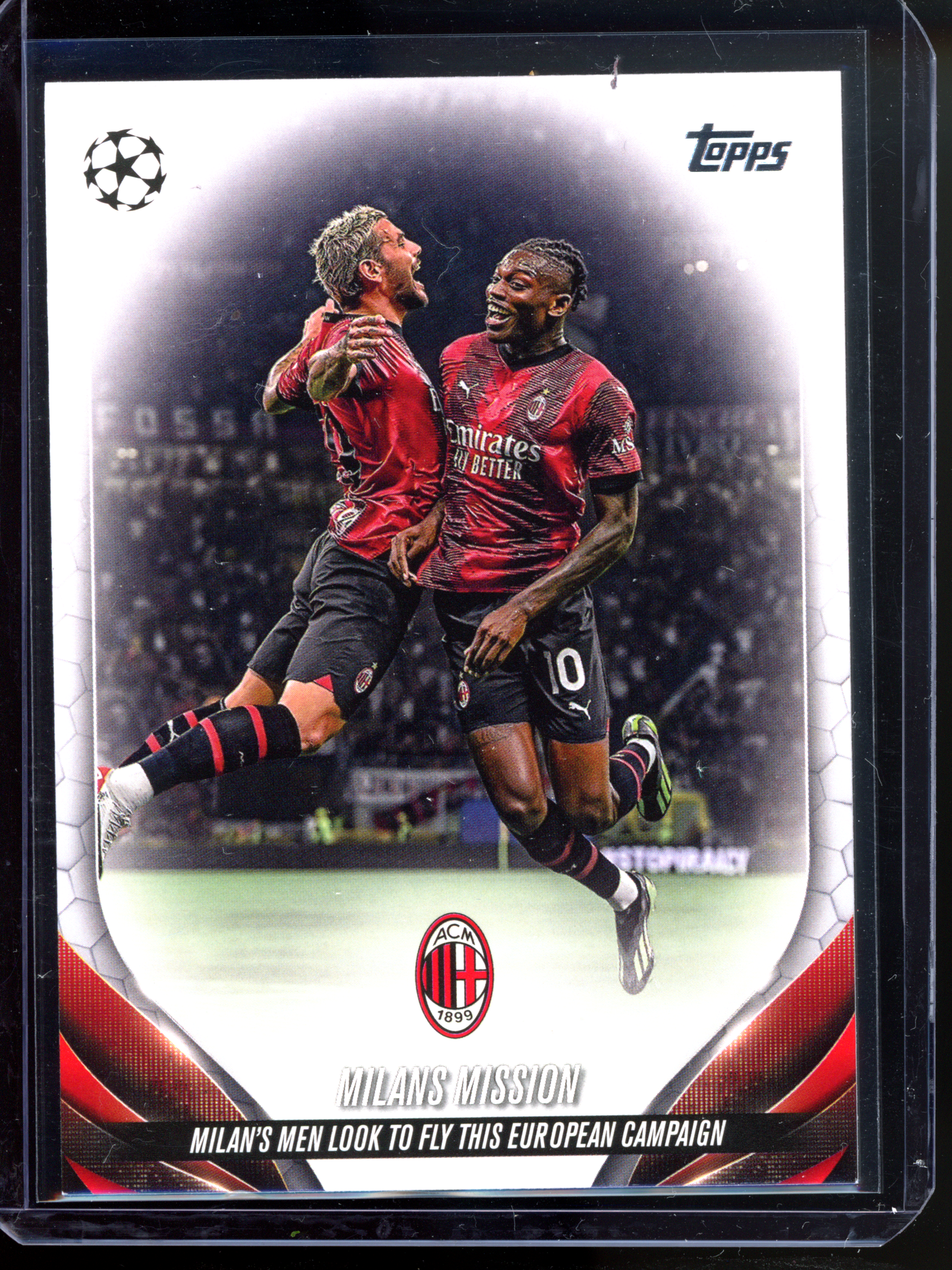 Rafael Leao & Theo Hernandez Milans Mission I 2023-24 Topps UEFA Club Competitions