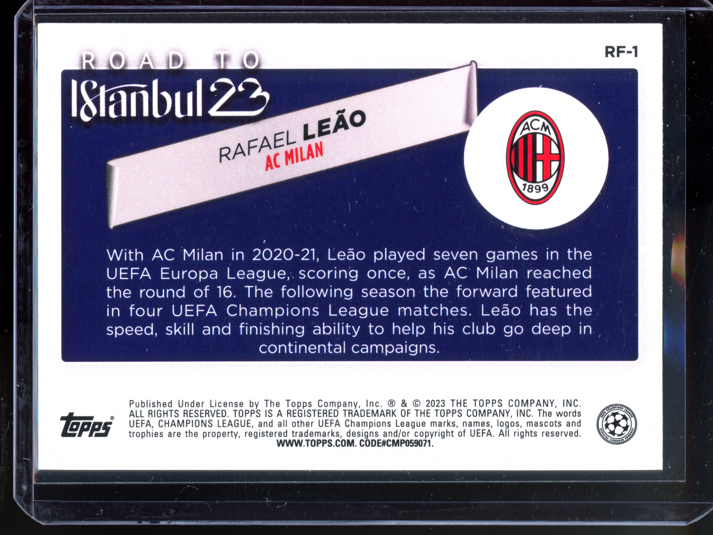 Rafael Leao Road to Istanbul 2023 I 2022-23 Topps UEFA Club Competitions