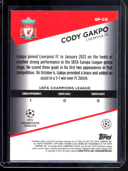 Cody Gakpo Goal Force I 2022-23 Topps Stadium Club Chrome UCL