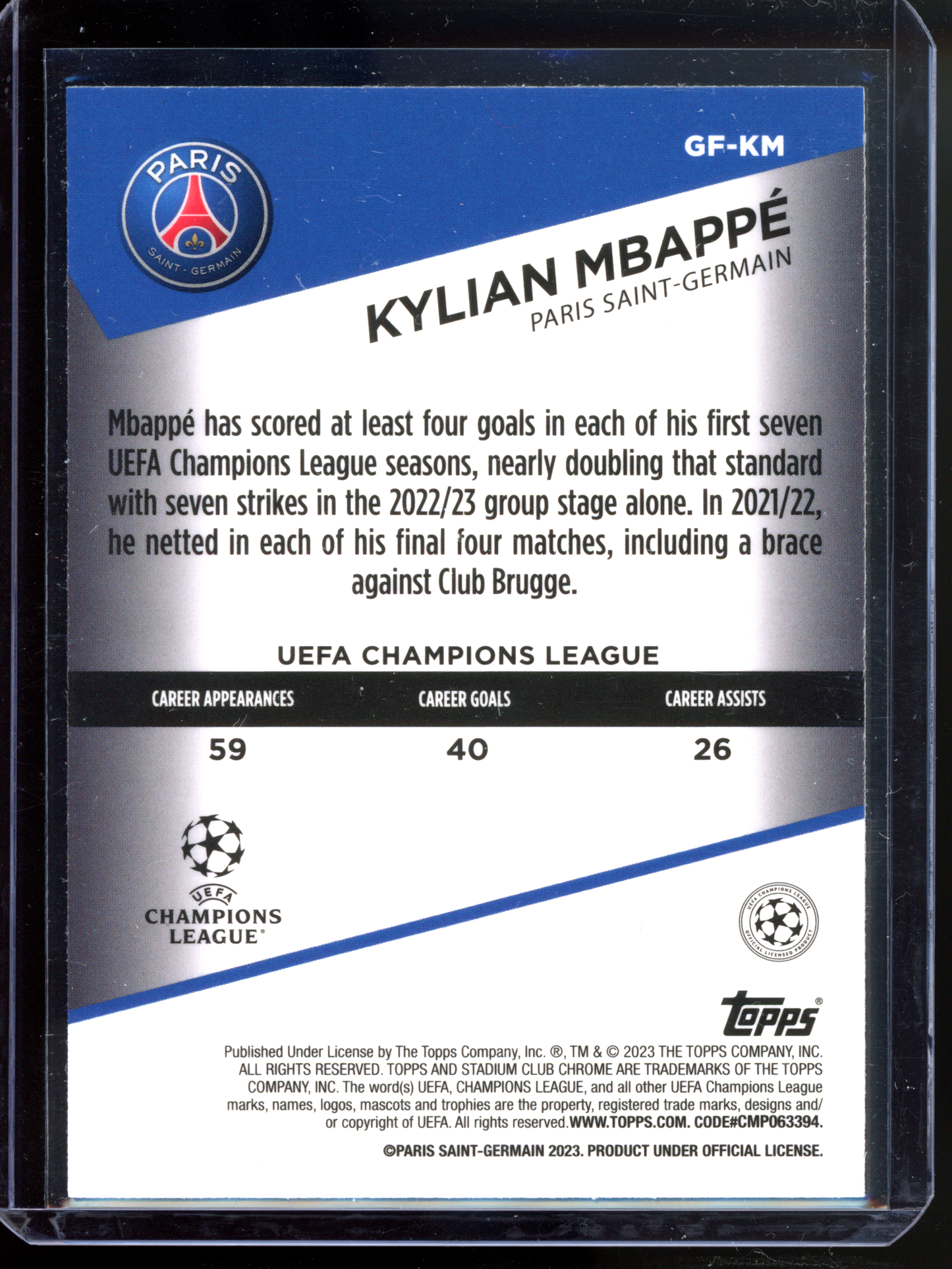 Kylian Mbappe Goal Force I 2022-23 Topps Stadium Club Chrome UCL