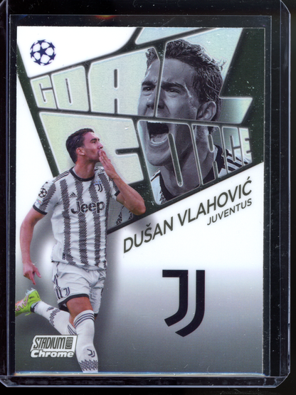 Dusan Vlahovic Goal Force I 2022-23 Topps Stadium Club Chrome UCL