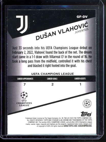 Dusan Vlahovic Goal Force I 2022-23 Topps Stadium Club Chrome UCL