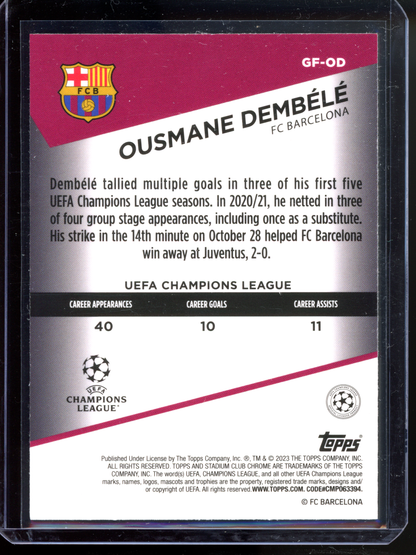 Ousmane Dembele Goal Force I 2022-23 Topps Stadium Club Chrome UCL