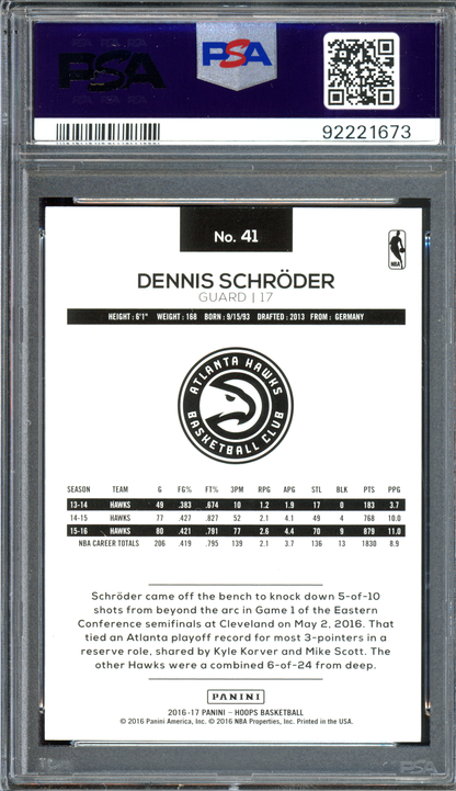 Dennis Schröder Autogramm Green - Limitiert auf 149 I 2016-17 Panini NBA Hoops