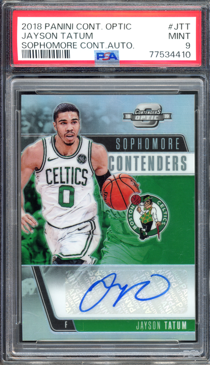 Jayson Tatum Autogramm Sophomore PSA 9 - Limitiert auf 99 I 2018-19 Panini Contenders Optic