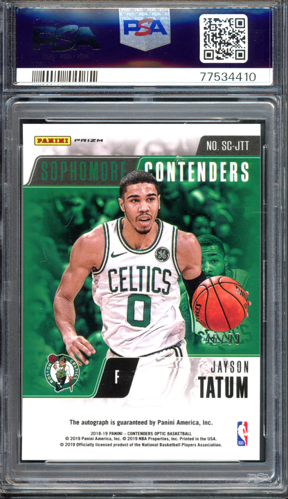 Jayson Tatum Autogramm Sophomore PSA 9 - Limitiert auf 99 I 2018-19 Panini Contenders Optic