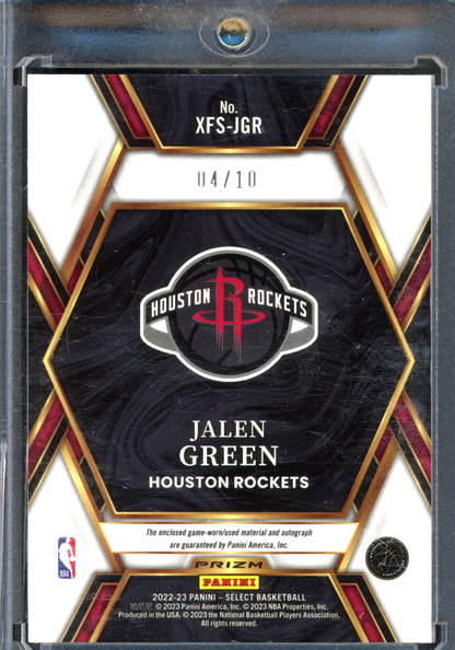 Jalen Green X-Factor Gold Autogramm mit Trikotstück - Limitiert auf 10 (Jersey Number) I 2022-23 Panini Select