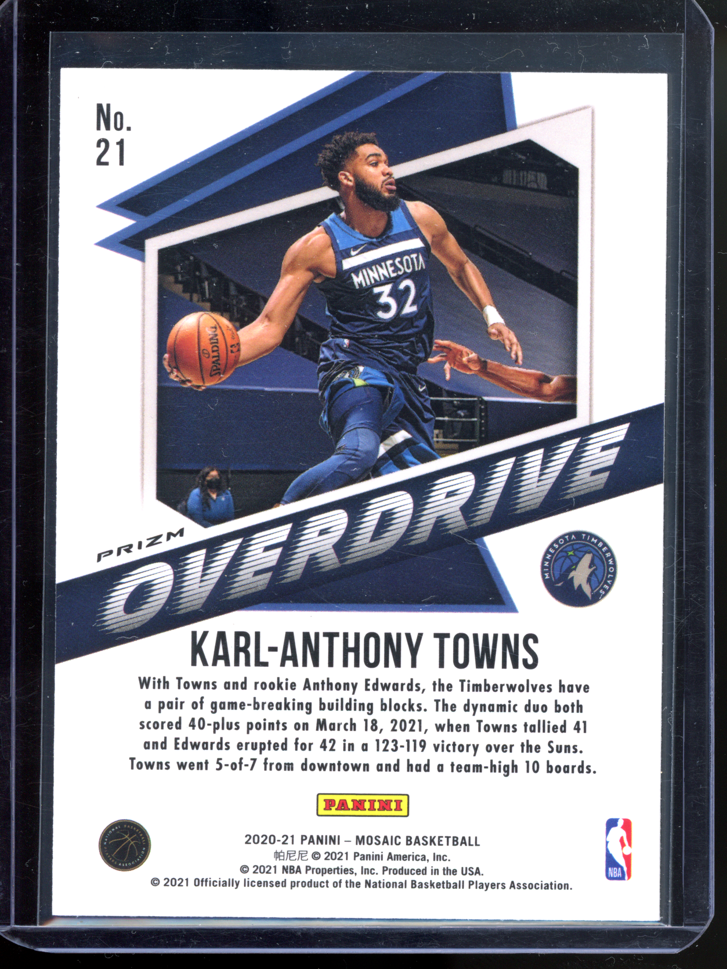 Karl-Anthony Towns Overdrive I 2020-21 Panini Mosaic Prizm