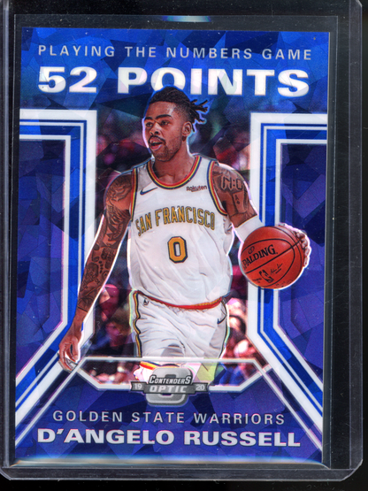 D'Angelo Russell Playing The Numbers Game Blue Ice I 2019-20 Panini Contenders Optic