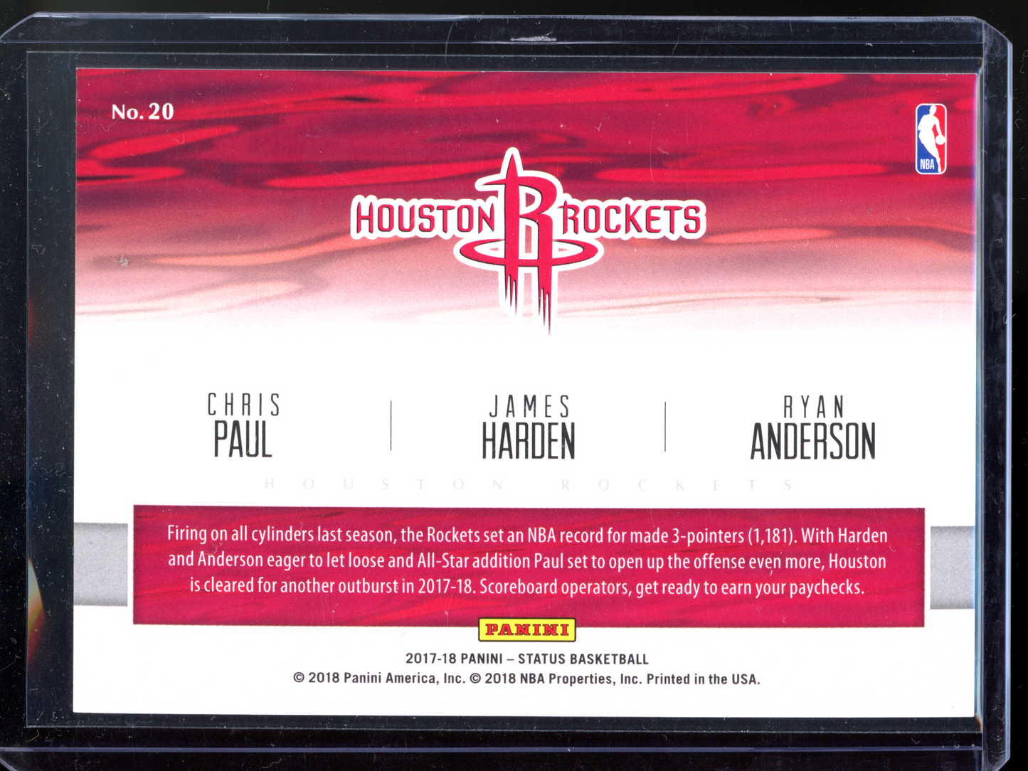 James Harden & Chris Paul - Limitiert auf 299 I 2017-18 Panini Status Fractions