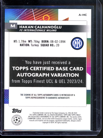 Hakan Calhanoglu Autogramm I 2023-24 Topps Finest UEFA Champions League