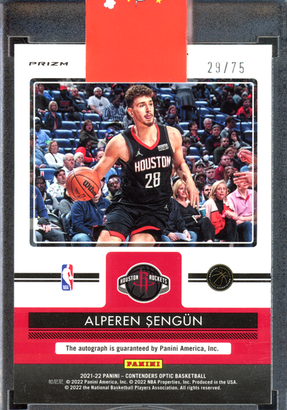 Alperen Sengün Autogramm Up and Coming - Limitiert auf 75 (Sticker) I 2021-22 Panini Contenders Optic