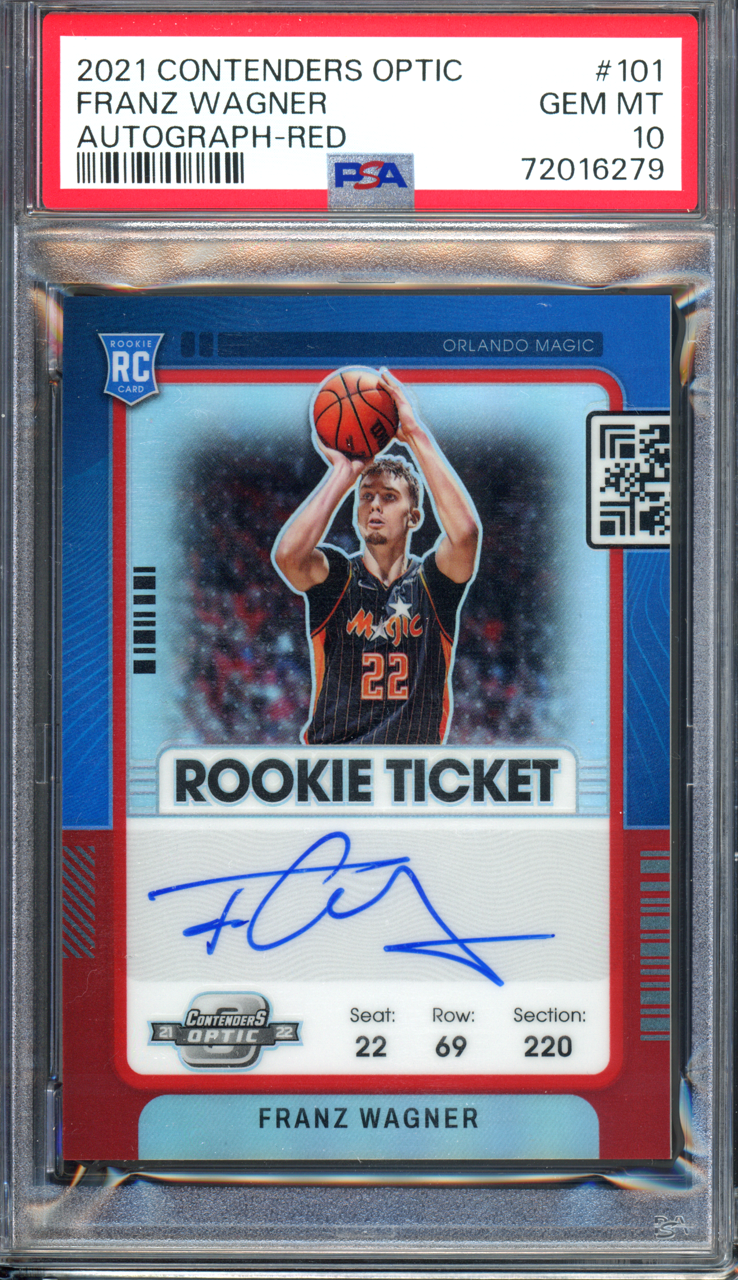 Franz Wagner Autogramm Red Rookie PSA 10 - Limitiert auf 99 I 2021-22 Panini Contenders Optic