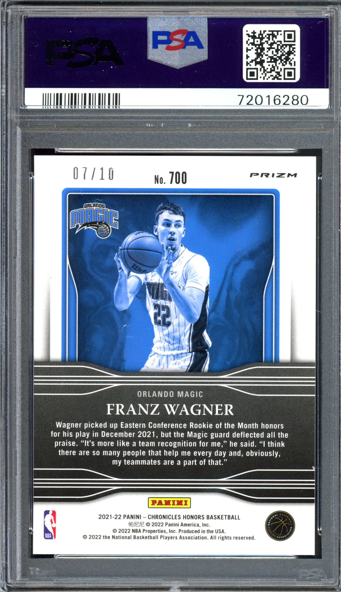 Franz Wagner Honors Gold Rookie - Limitiert auf 10 I 2021-22 Panini Chronicles