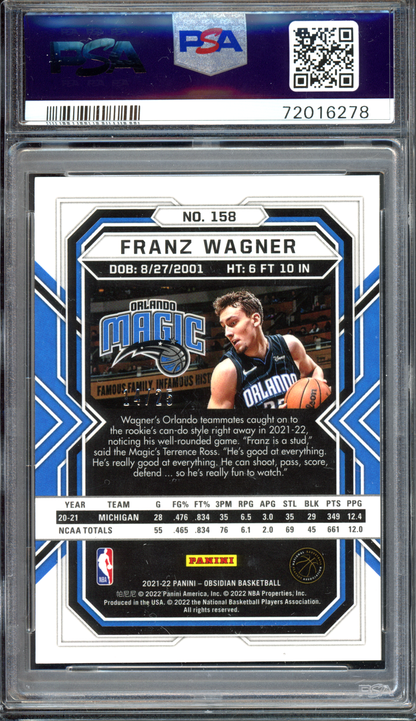 Franz Wagner Electric Etch Green Rookie - Limitiert auf 25 I 2021-22 Panini Obsidian