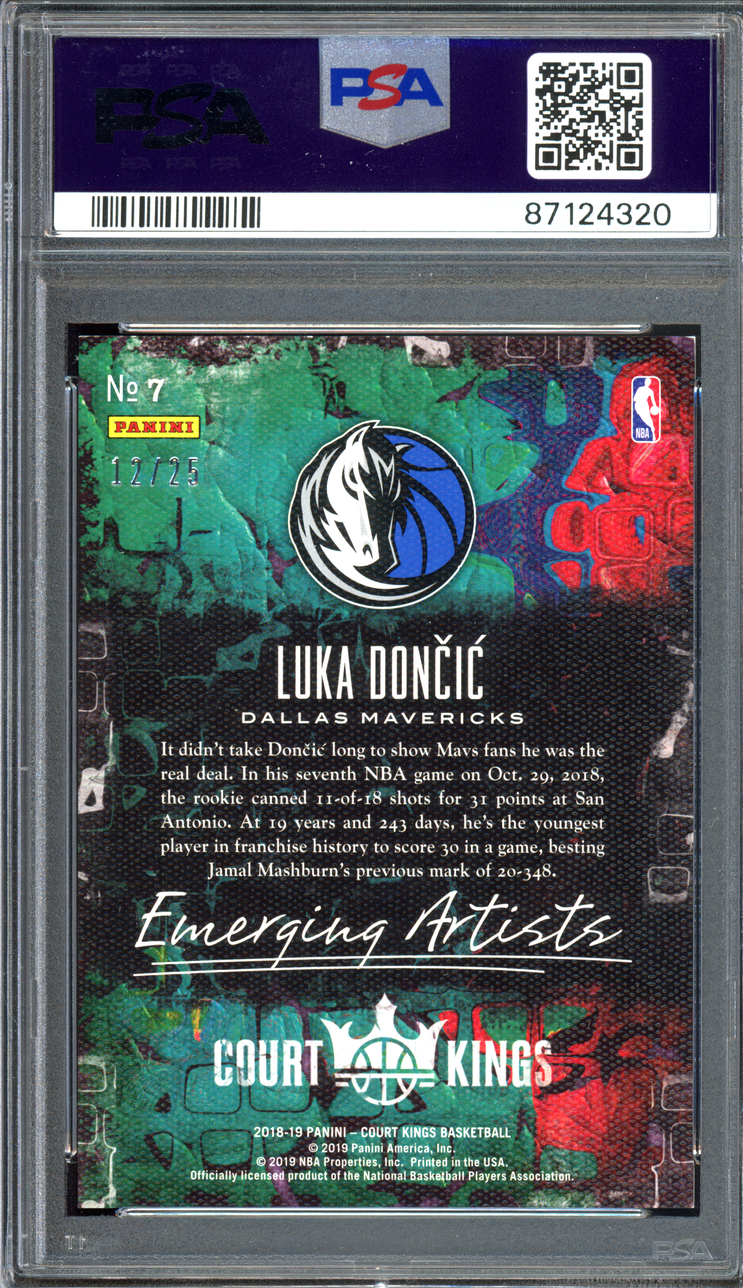 Luka Doncic Rookie Emerging Artists Sapphire PSA 9 - Limitiert auf 25 I 2018-19 Panini Court Kings