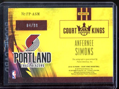 Anfernee Simons Autogramm Fresh Paint Rookie - Limitiert auf 99 I 2018-19 Panini Court Kings