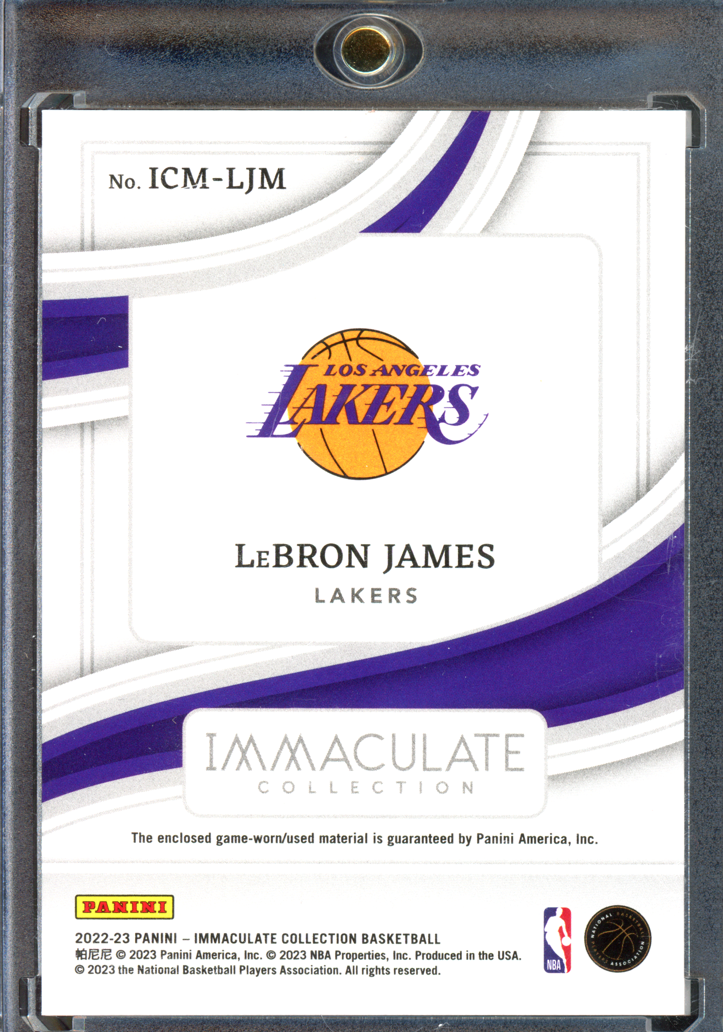 LeBron James Materials Getragenes Trikotstück - Limitiert auf 99 I 2022-23 Panini Immaculate