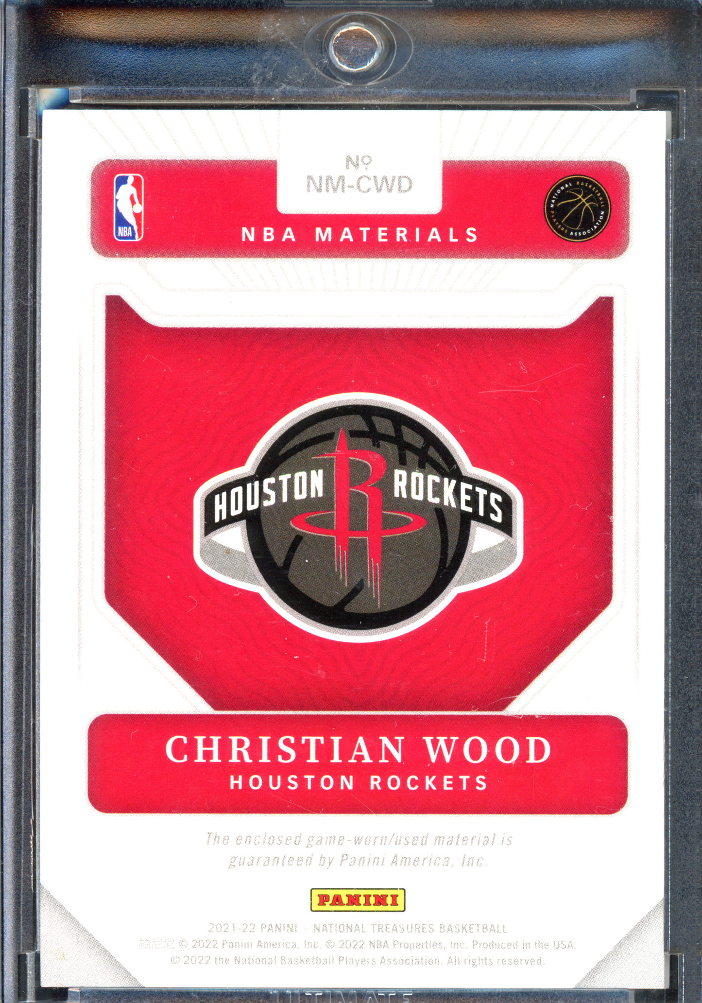 Christian Wood NBA Materials 1/1 - Einmalig auf der Welt & Getragenes Trikotstück! I 2021-22 Panini National Treasures