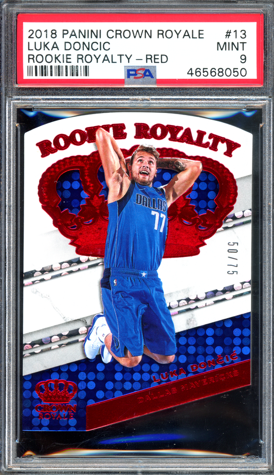 Luka Doncic Crown Royale Rookie Royalty Red PSA 9 - Limitiert auf 75 I 2018-19 Panini