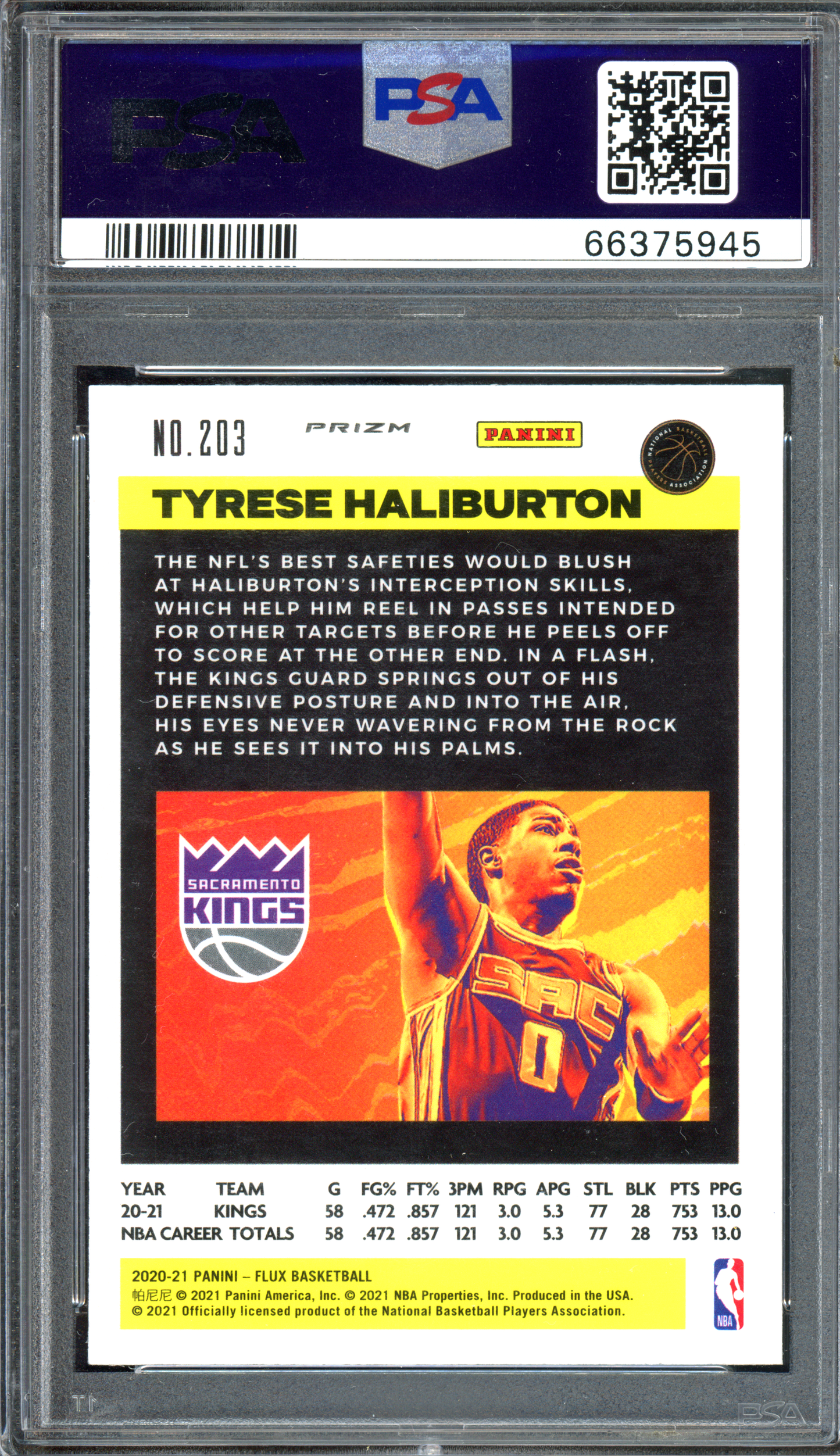 Tyrese Haliburton Rookie Asia Gold Wave PSA 10 I 2020-21 Panini Flux Prizm