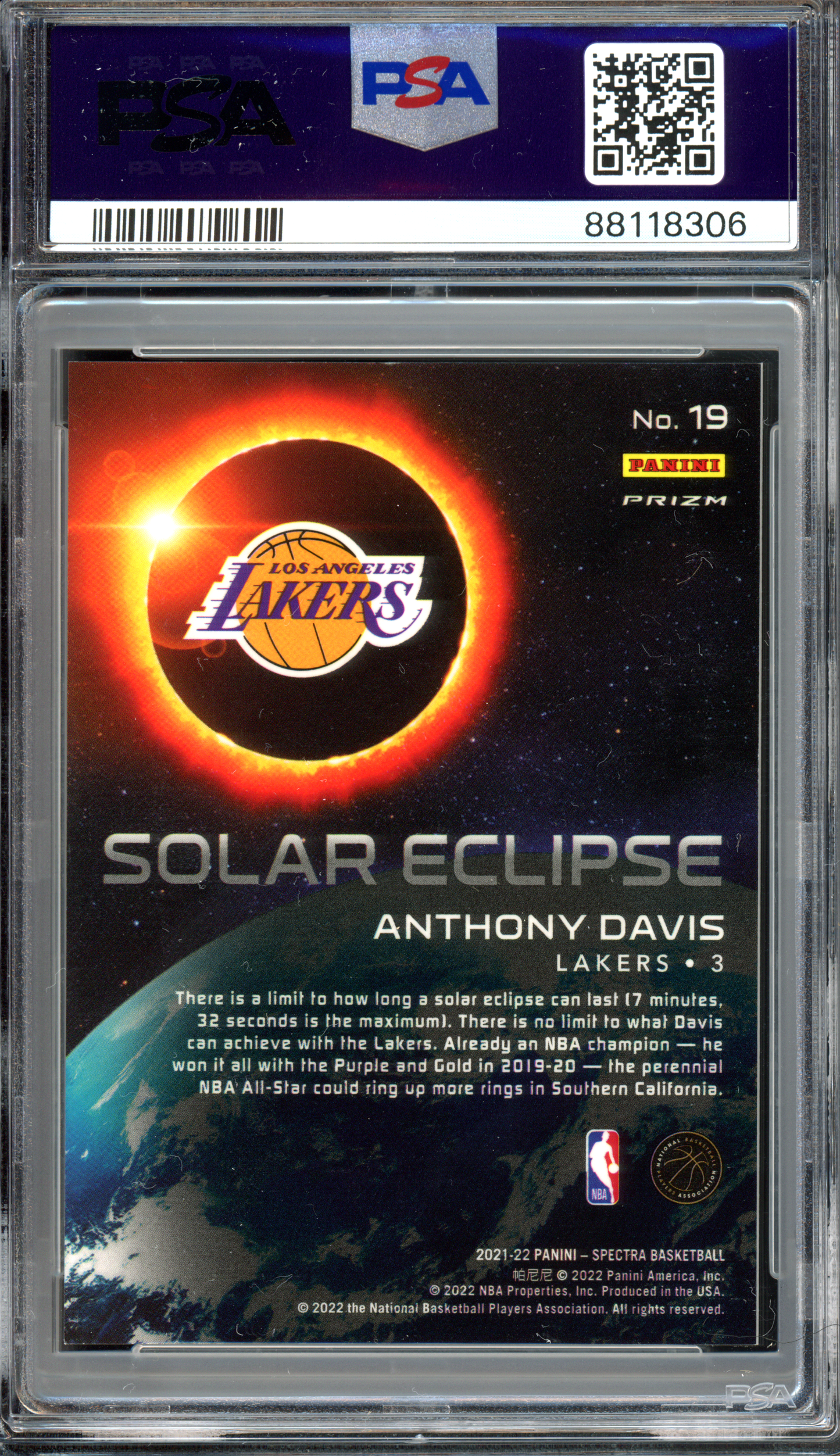 Anthony Davis Solar Eclipse PSA 10 I 2021-22 Panini Spectra