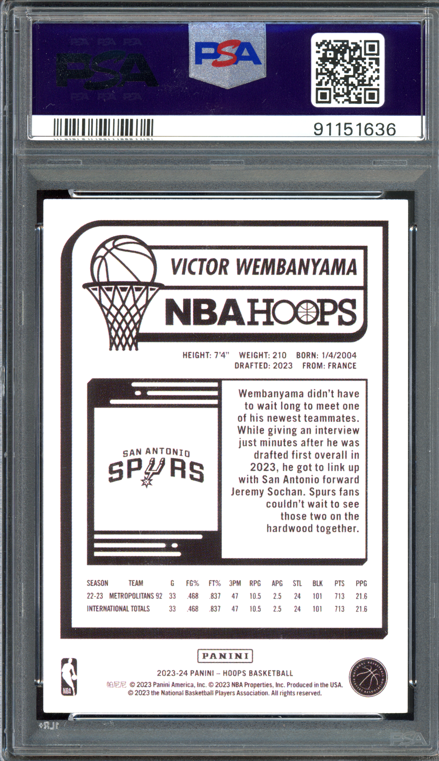 Victor Wembanyama Rising Stars Exclusive Rookie I 2023-24 Panini NBA Hoops