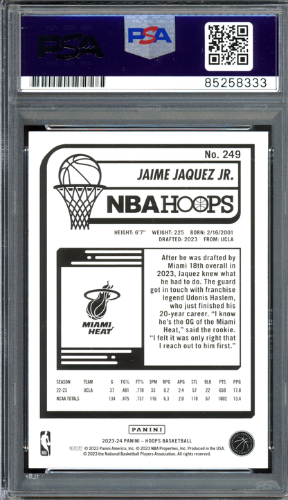 Jaime Jaquez Jr. Autogramm Rookie I 2023-24 Panini NBA Hoops Winter