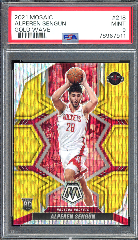 Alperen Sengün Gold Wave Rookie PSA 9 I 2021-22 Panini Mosaic