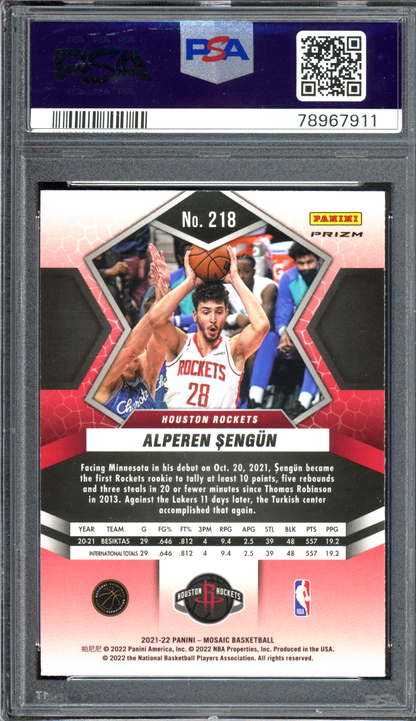 Alperen Sengün Gold Wave Rookie PSA 9 I 2021-22 Panini Mosaic