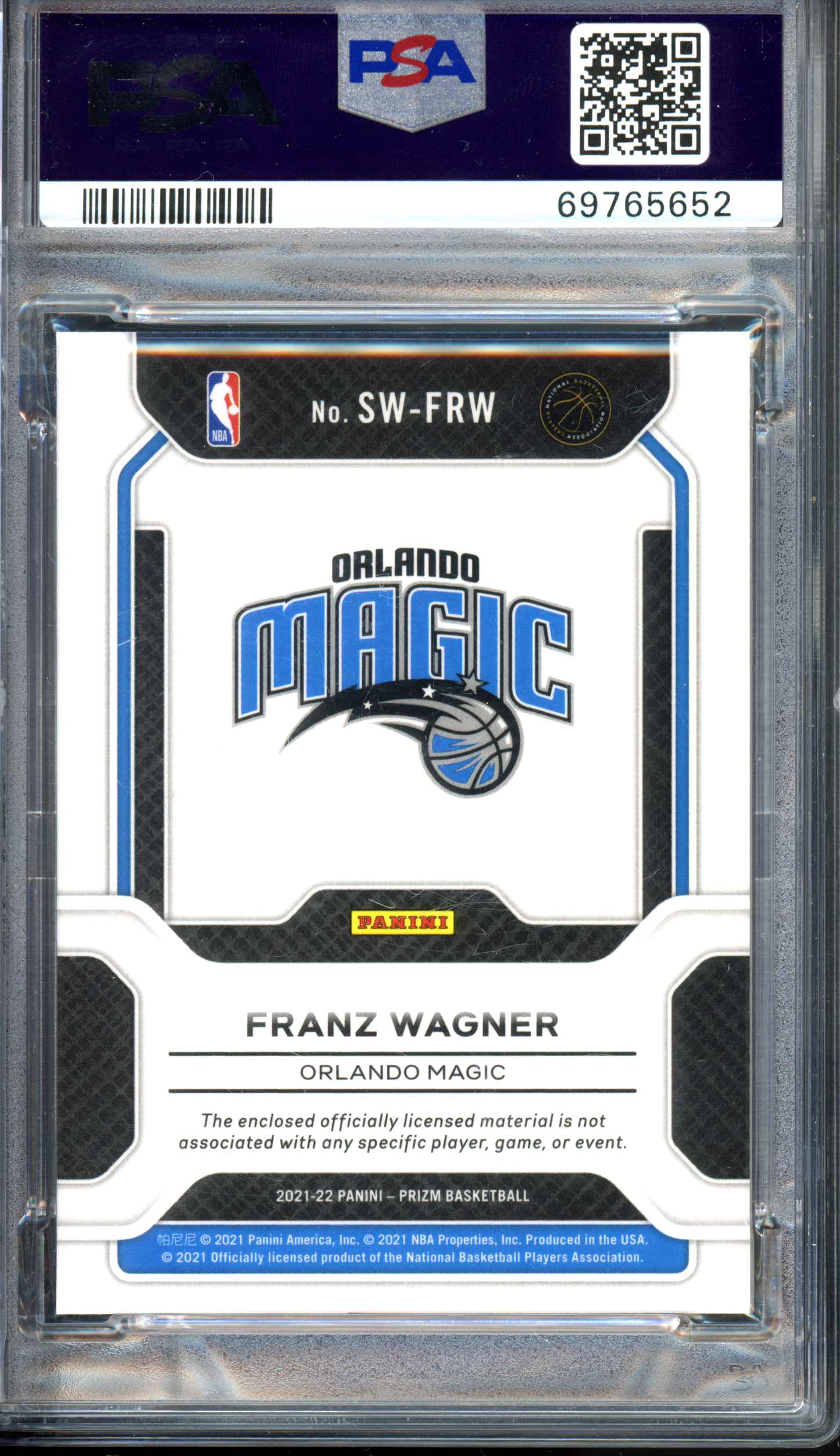 Franz Wagner Sensational Swatch PSA 9 Rookie I 2021-22 Panini Prizm