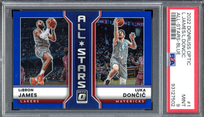 LeBron James & Luka Doncic All-Stars Blue PSA 9 - Limitiert auf 49 I 2022-23 Panini Donruss Optic