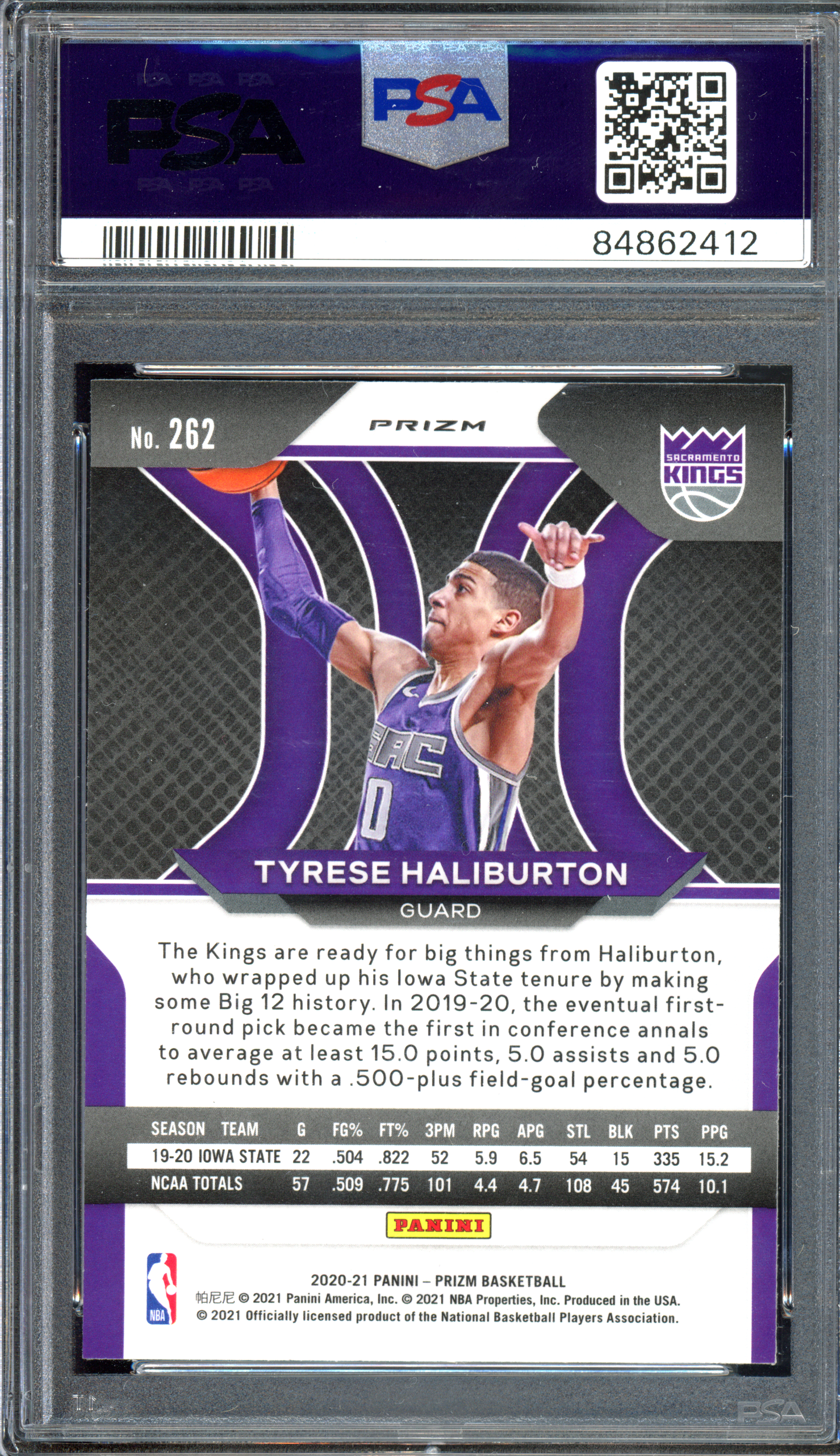 Tyrese Haliburton Pink Ice Rookie PSA 9 I 2020-21 Panini Prizm