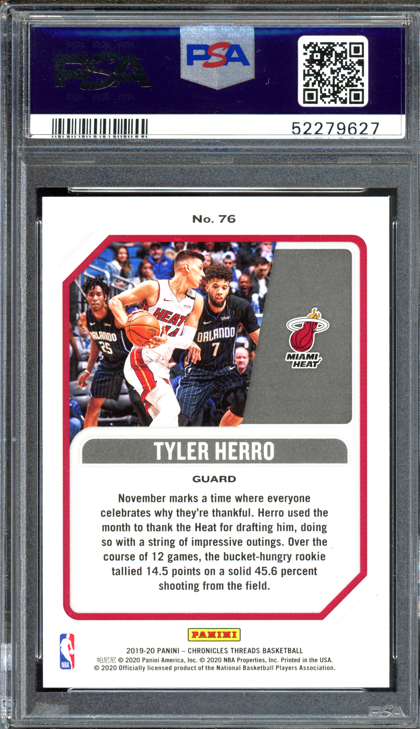 Tyler Herro Rookie Threads PSA 10 I 2019-20 Panini Chronicles