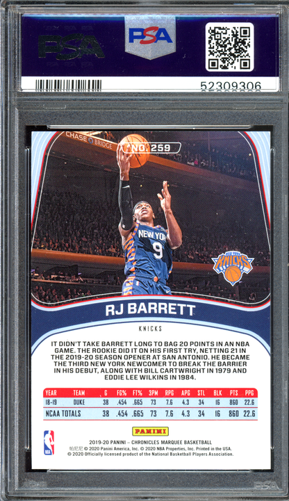 RJ Barrett Marquee Red PSA 10 - Limitiert auf 149 I 2019-20 Panini Chronicles