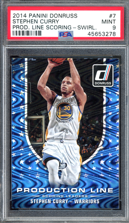 Stephen Curry Production Line Swirlorama PSA 9 I 2014-15 Panini Donruss